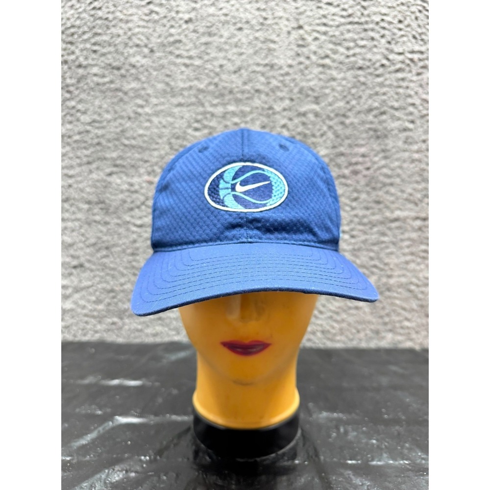 Vintage 90s Nike Swoosh Basketball Embroidered Snapback Hat Blue Mens One Size
